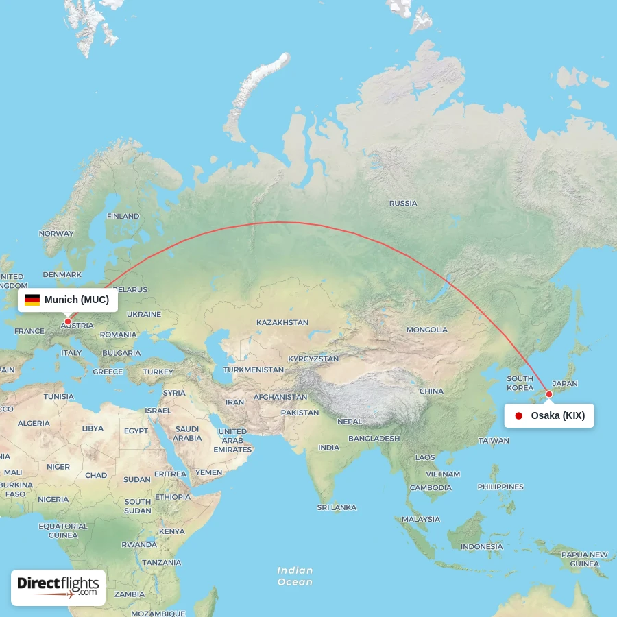 MUC - KIX route map