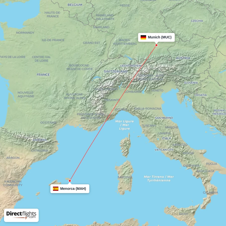 MUC - MAH route map