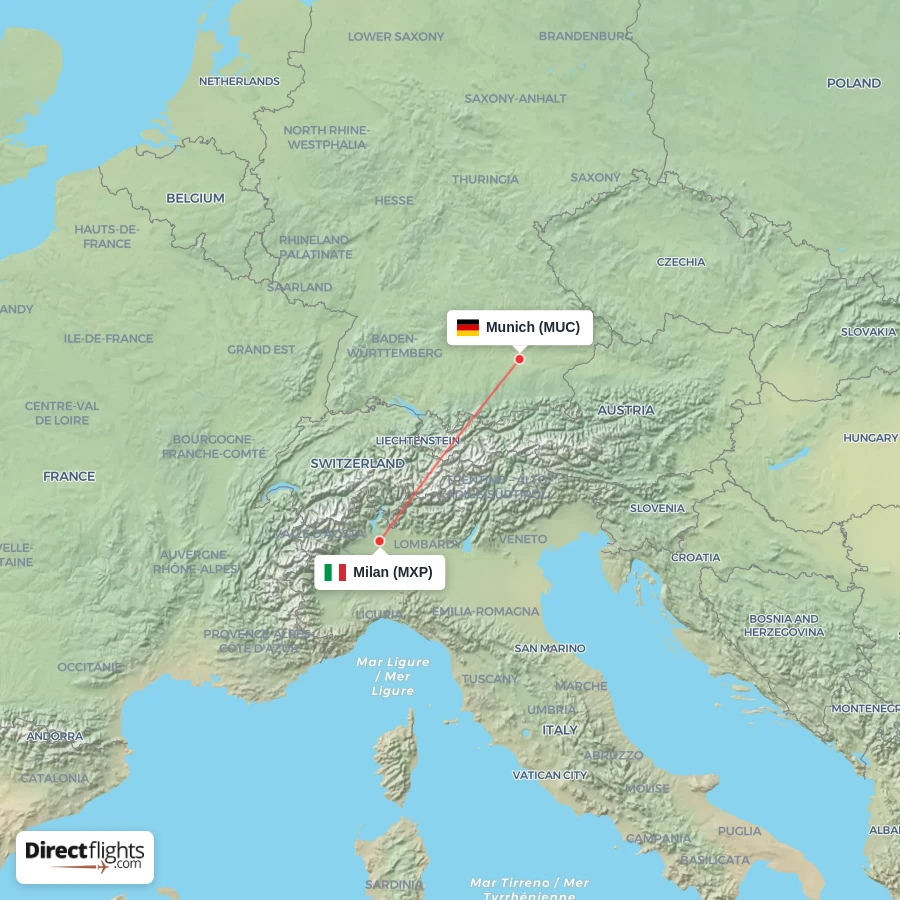 MUC - MXP route map