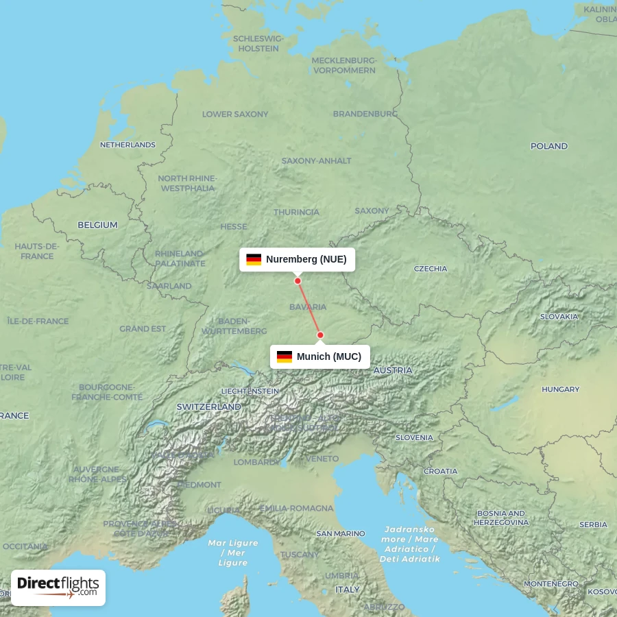 MUC - NUE route map