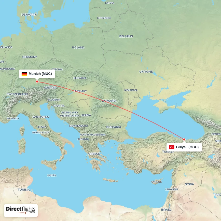 MUC - OGU route map