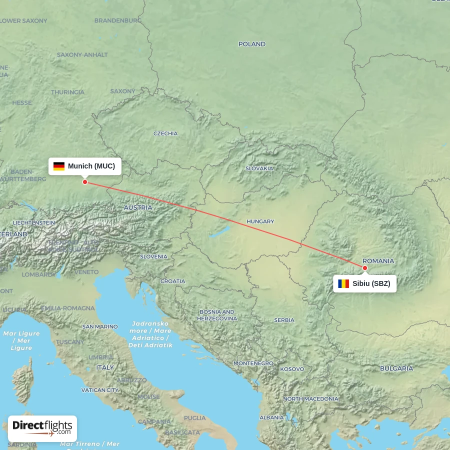 MUC - SBZ route map