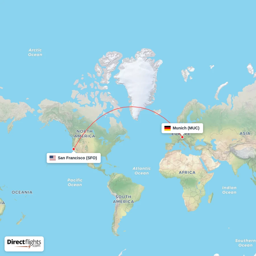 MUC - SFO route map