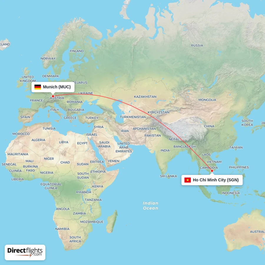MUC - SGN route map