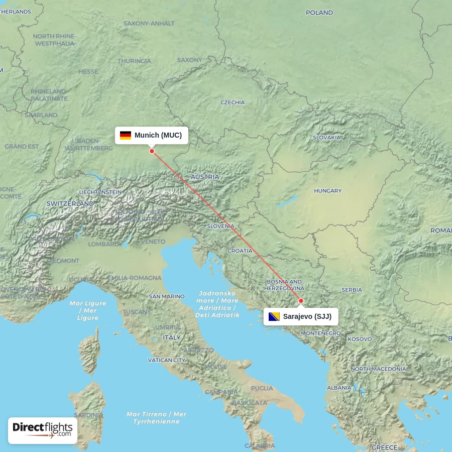 MUC - SJJ route map