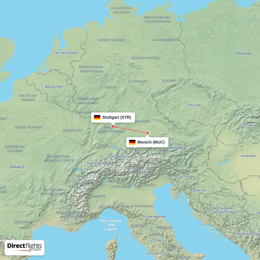 MUC - STR route map