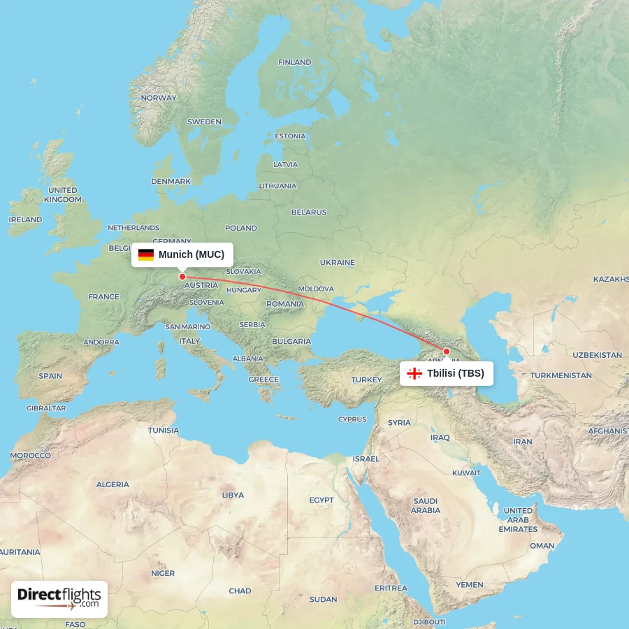 MUC - TBS route map