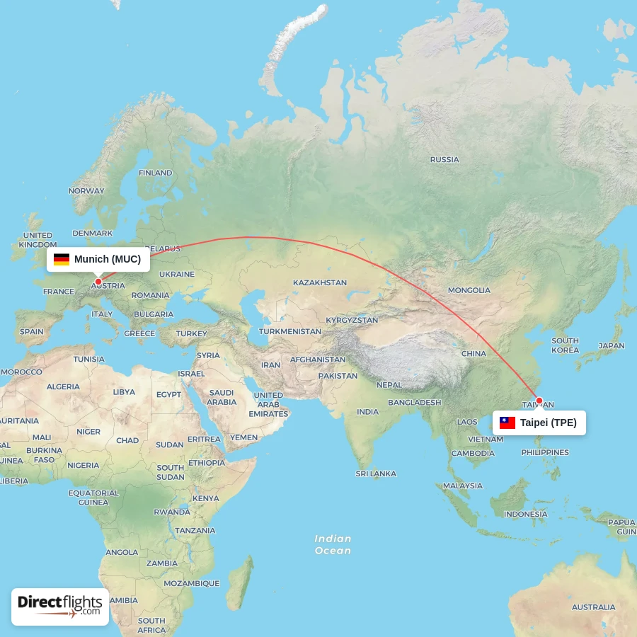 MUC - TPE route map