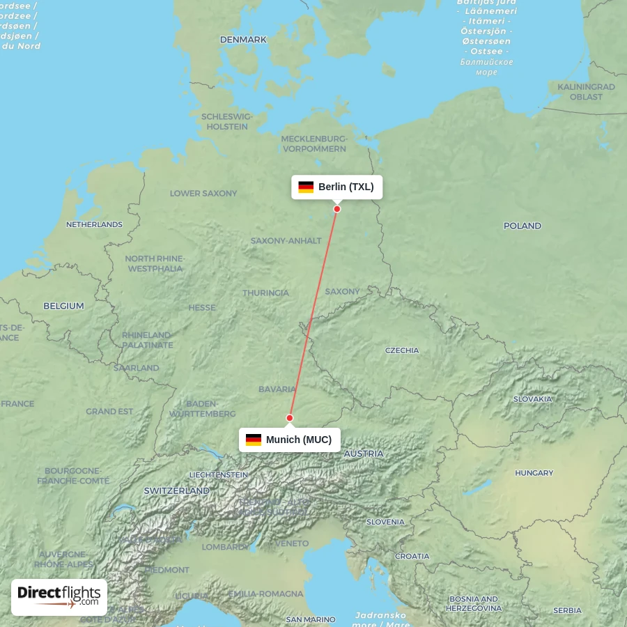 MUC - TXL route map