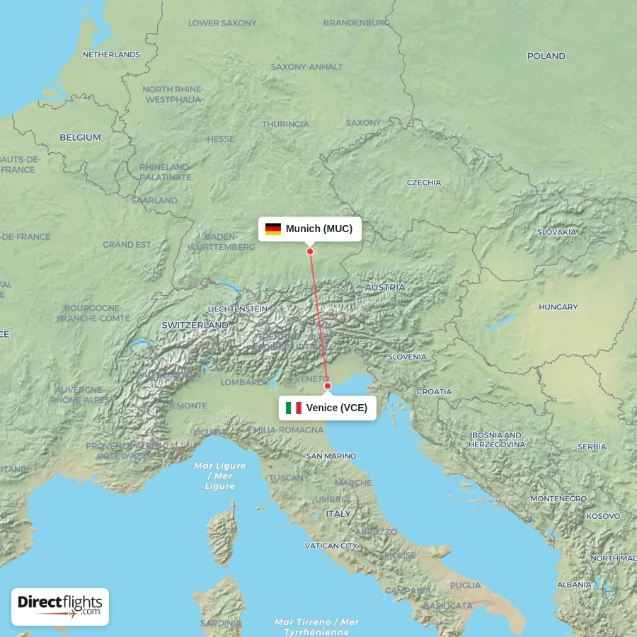 MUC - VCE route map