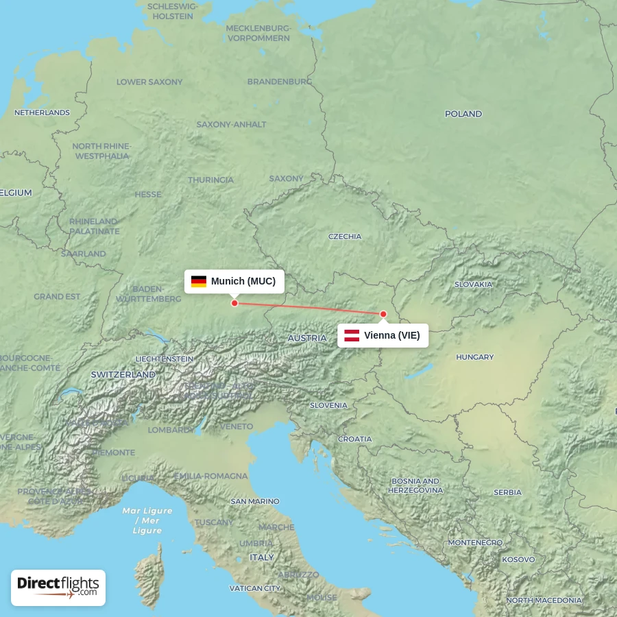 MUC - VIE route map