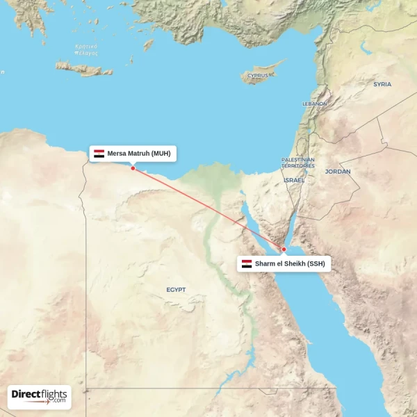 Mersa Matruh - Sharm el Sheikh direct flight map