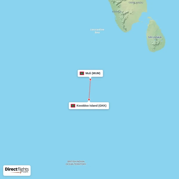 Muli - Kooddoo Island direct flight map