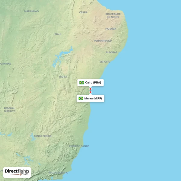Marau - Cairu direct flight map