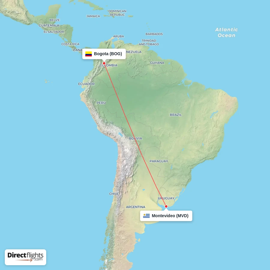 MVD - BOG route map