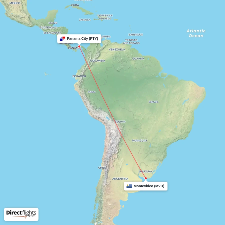 MVD - PTY route map