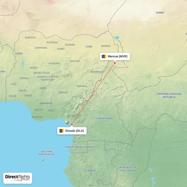 Maroua - Douala direct flight map