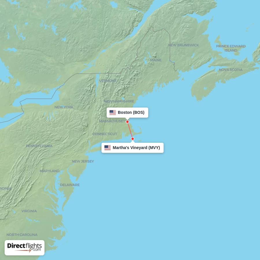 MVY - BOS route map