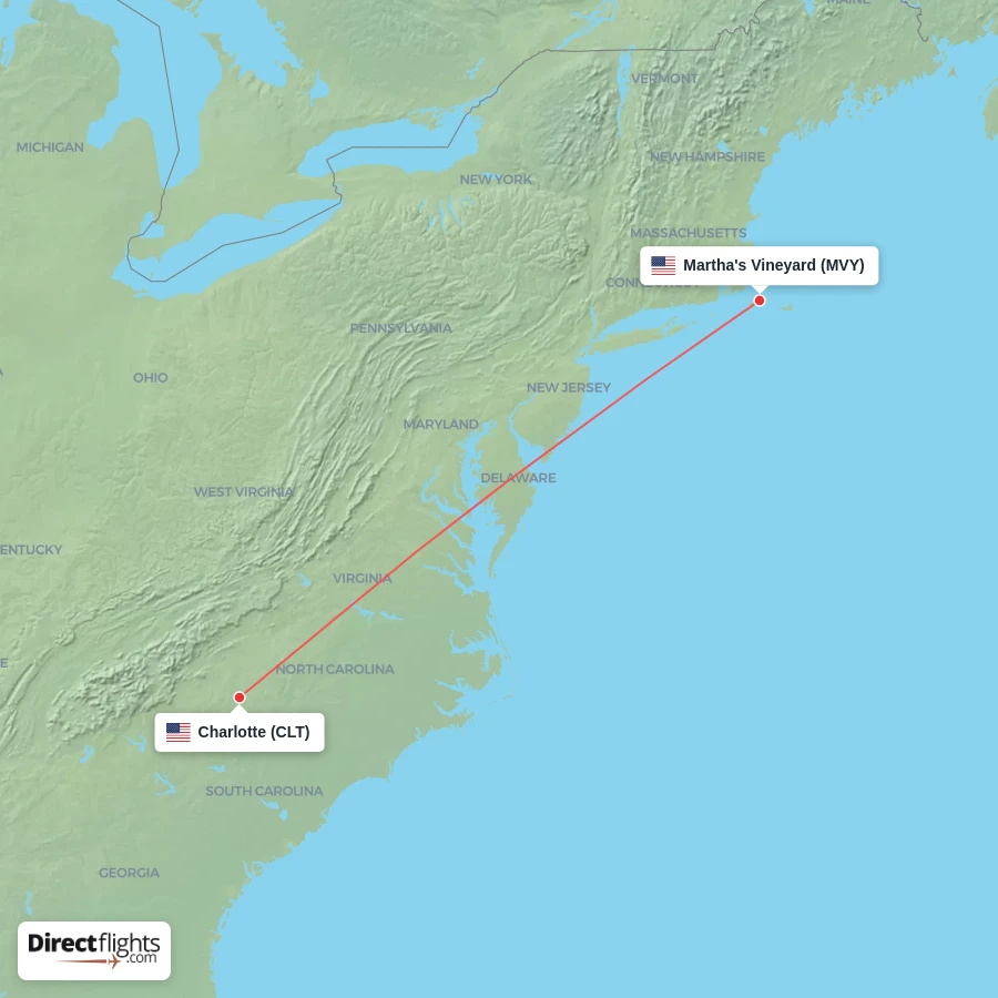 MVY - CLT route map