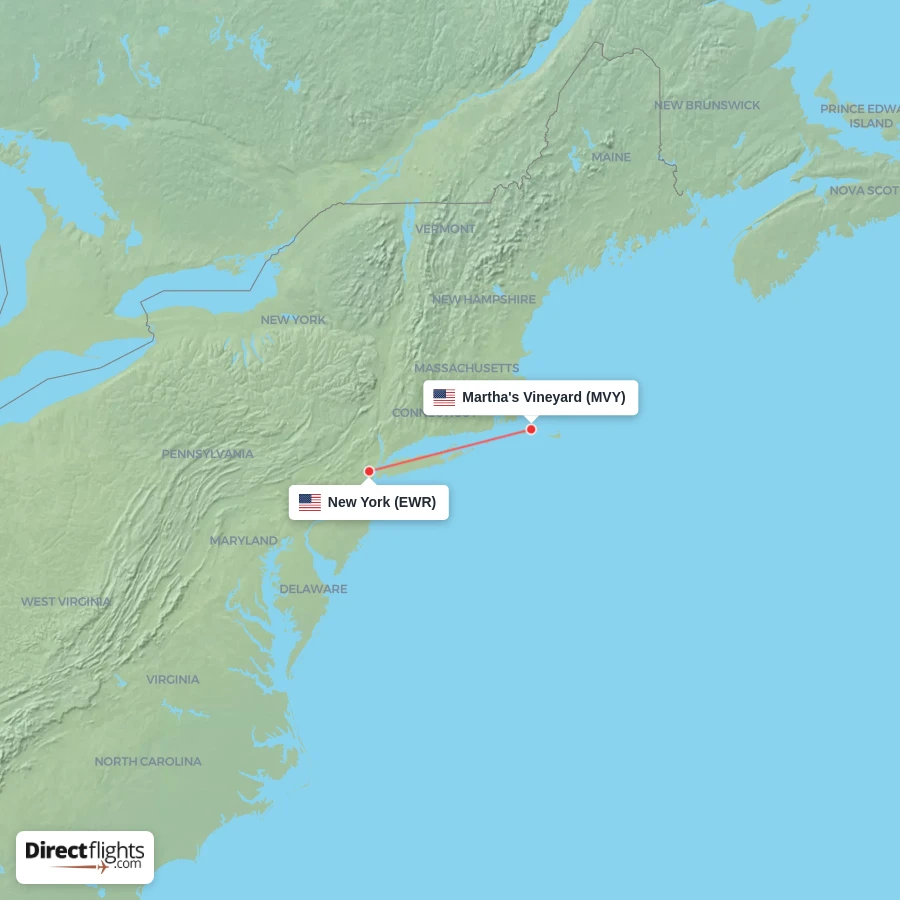 MVY - EWR route map