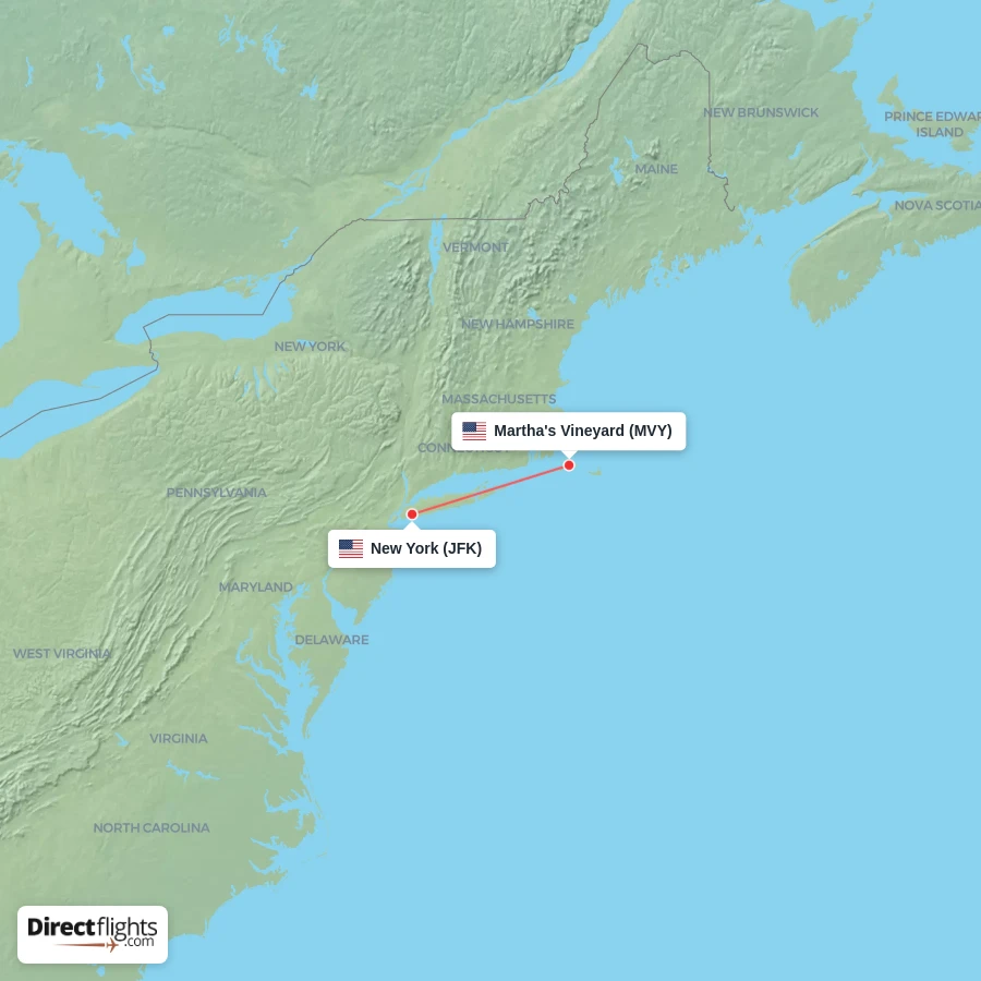 MVY - JFK route map