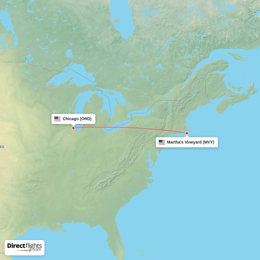 MVY - ORD route map