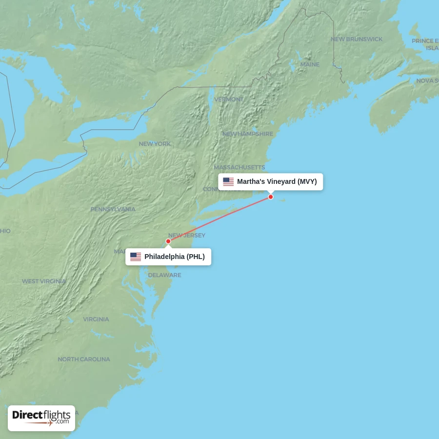 MVY - PHL route map