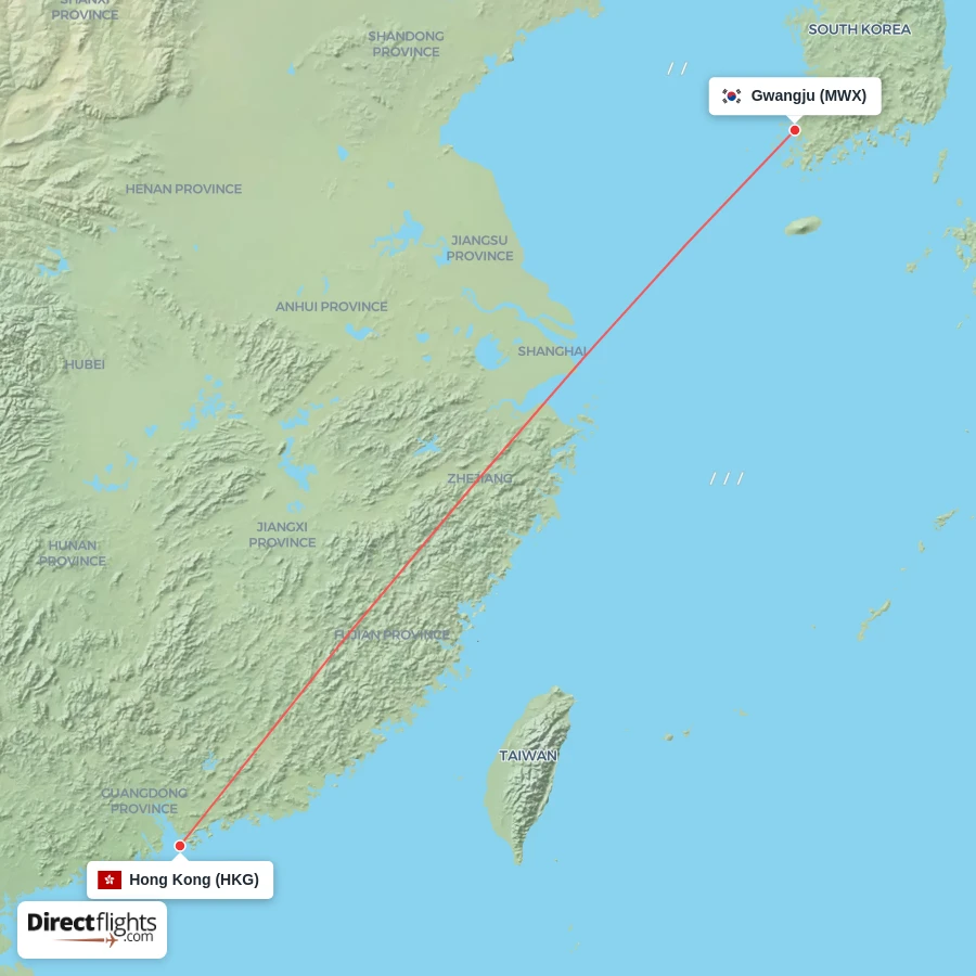MWX - HKG route map
