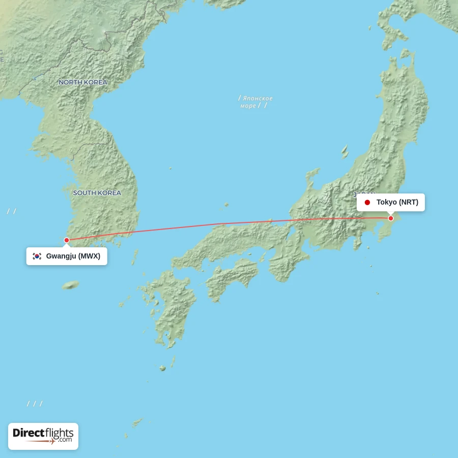 MWX - NRT route map