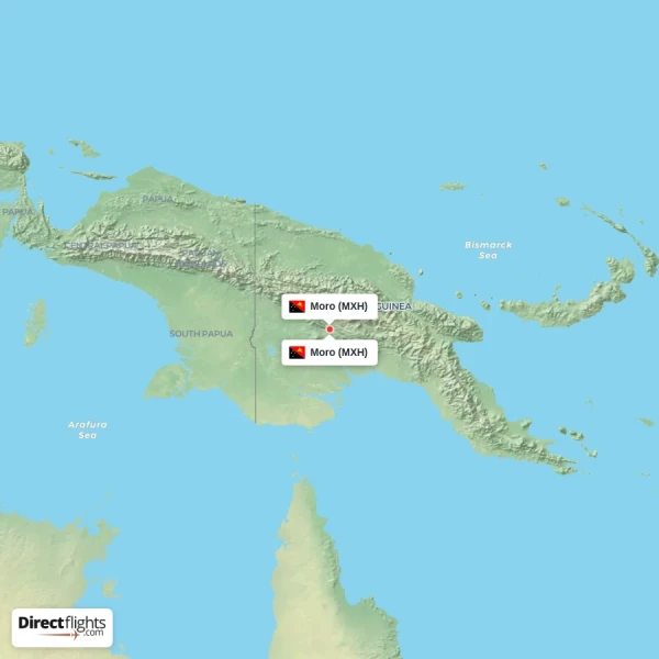 Moro - Moro direct flight map