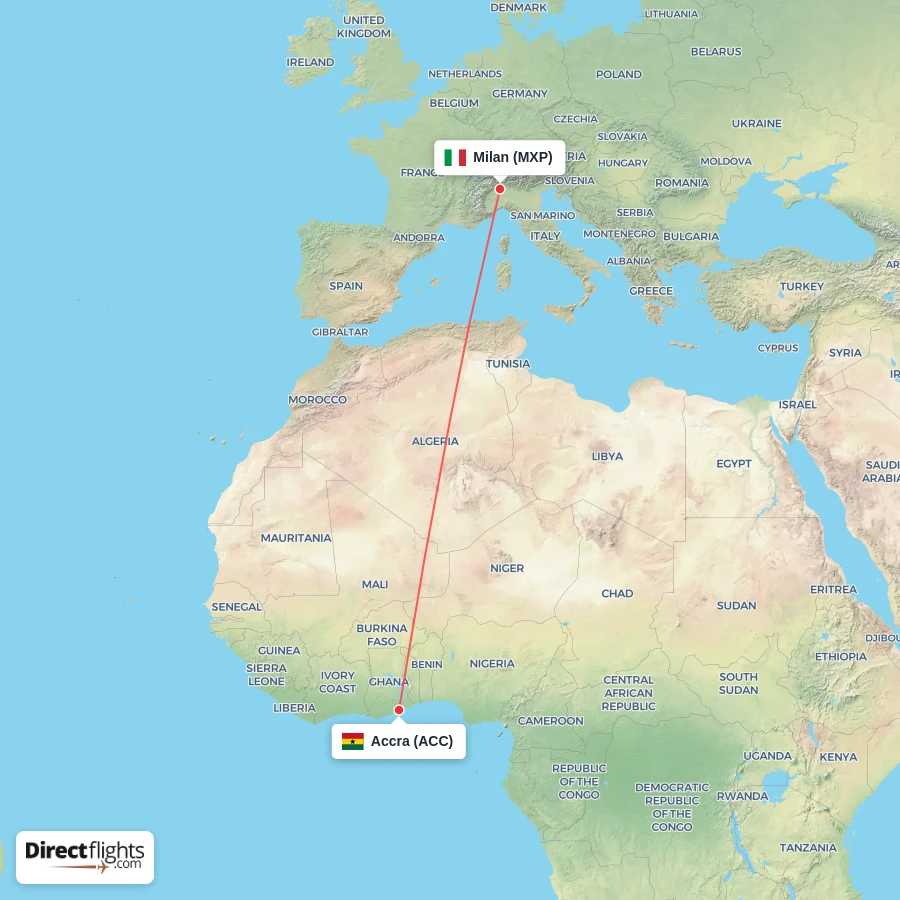 MXP - ACC route map