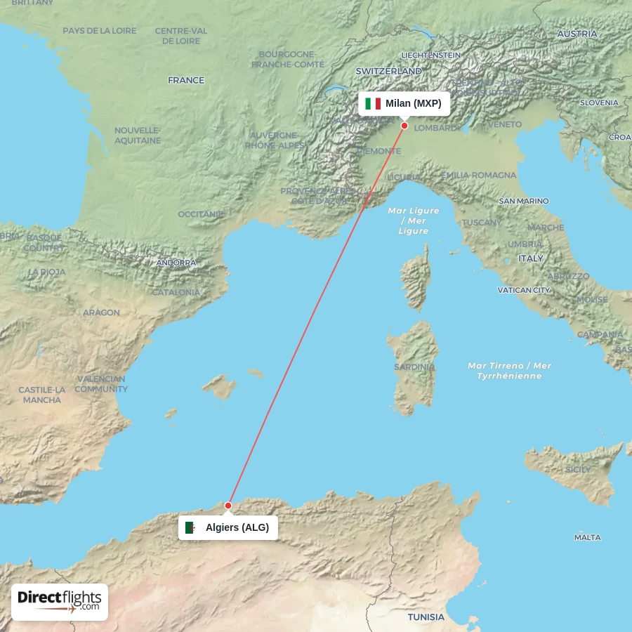 MXP - ALG route map