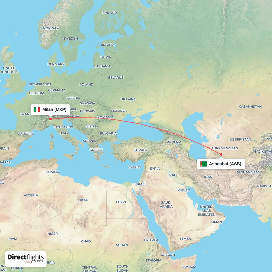 MXP - ASB route map