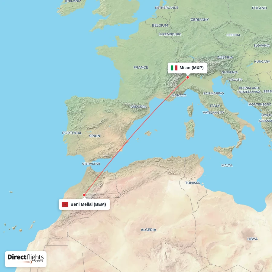 MXP - BEM route map