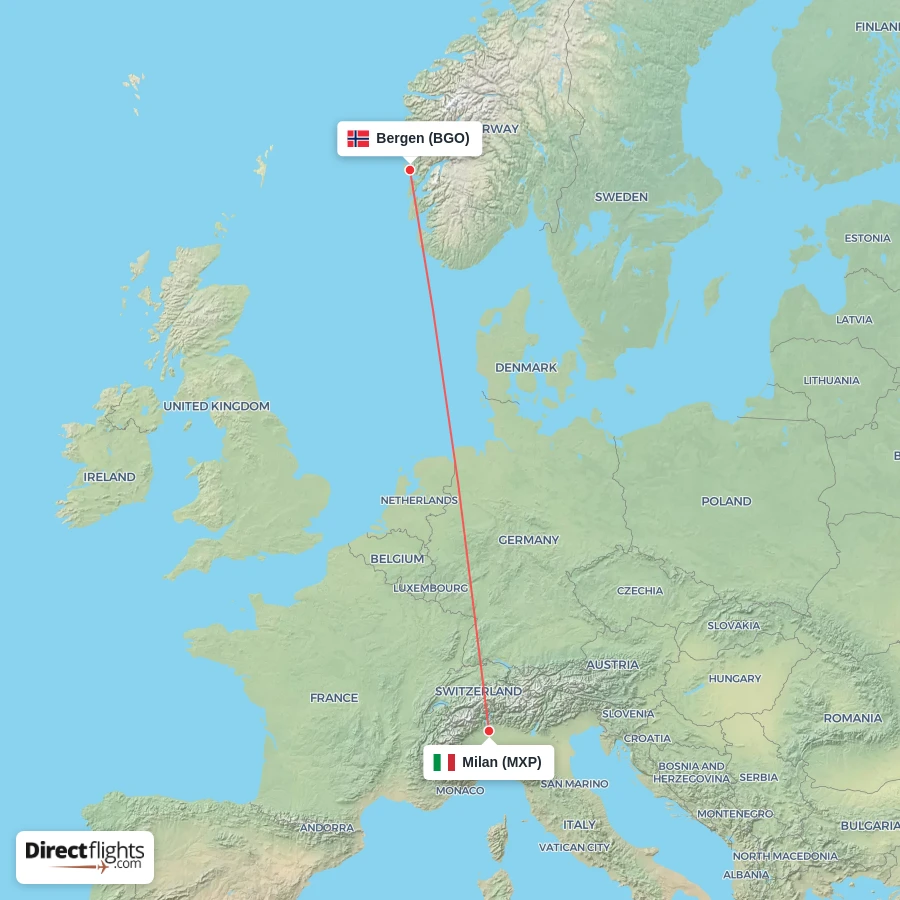 MXP - BGO route map
