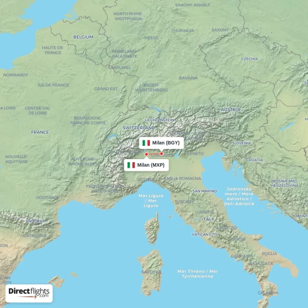 Milan - Milan direct flight map