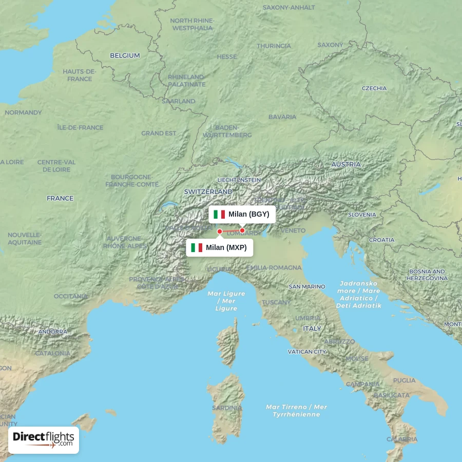 MXP - BGY route map