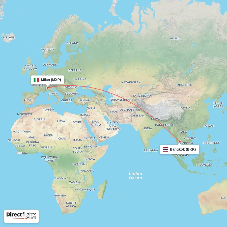 MXP - BKK route map