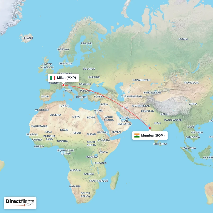 MXP - BOM route map