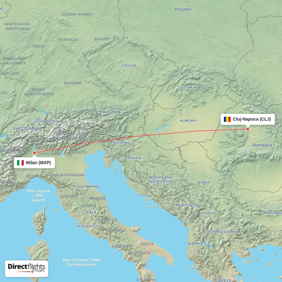 MXP - CLJ route map
