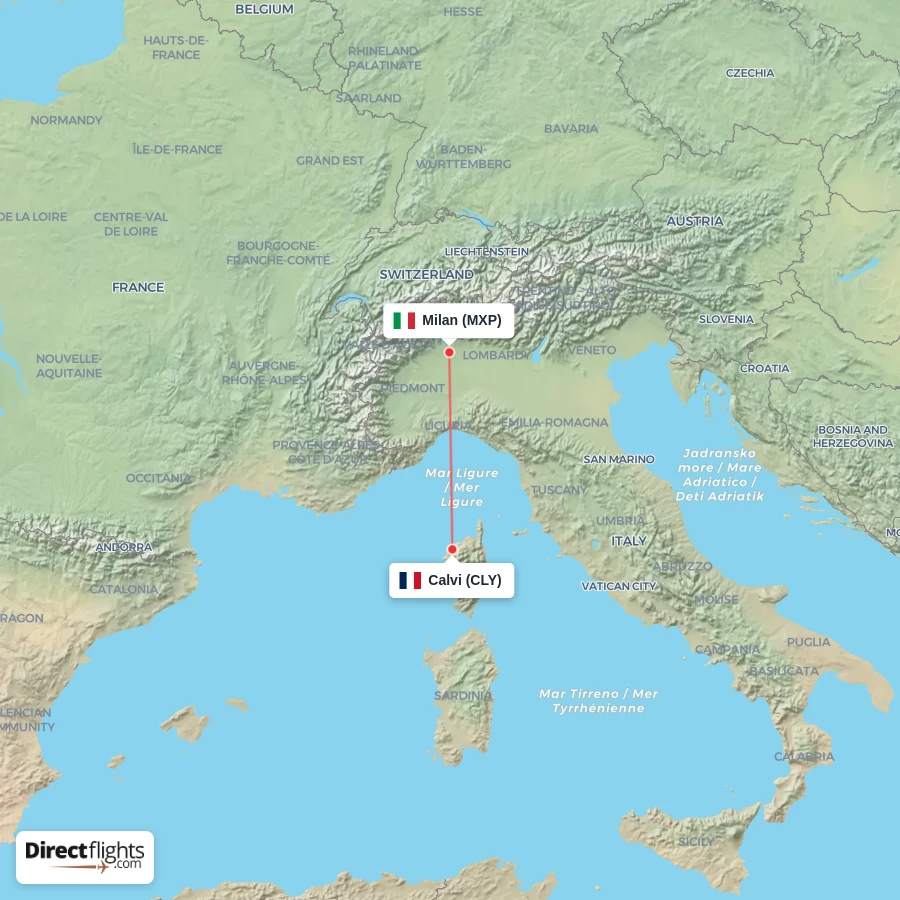 MXP - CLY route map