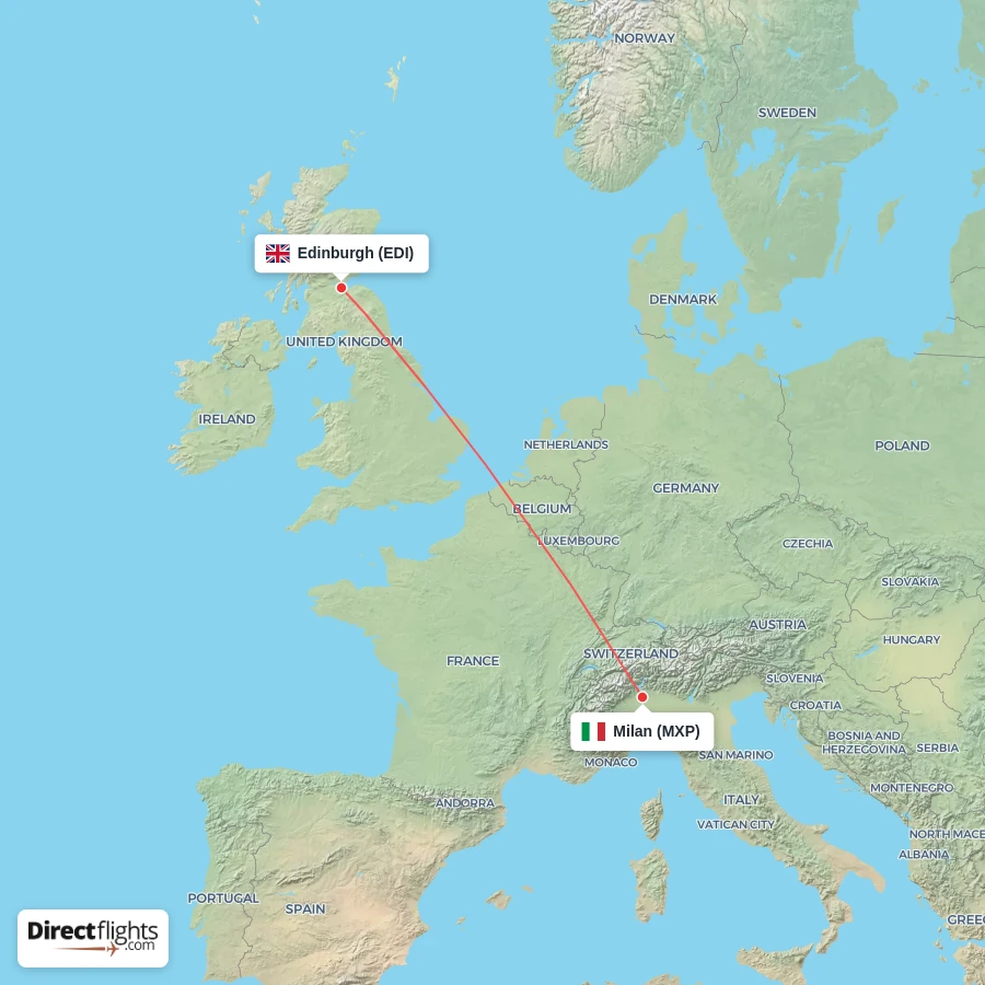 MXP - EDI route map