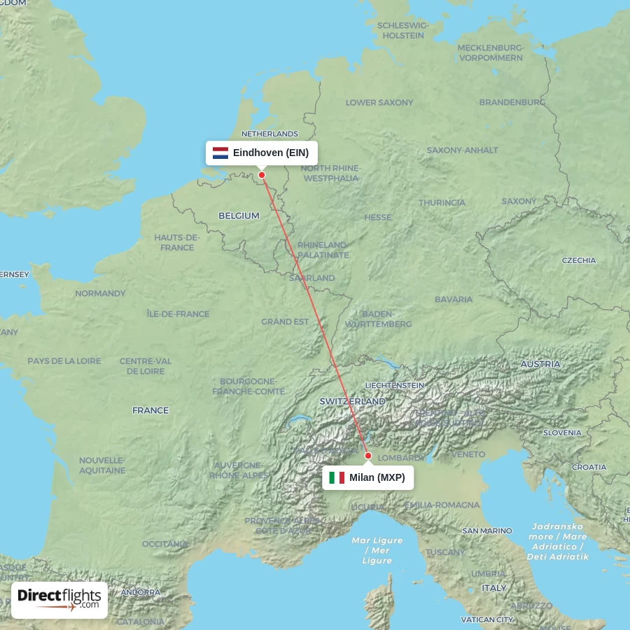 MXP - EIN route map