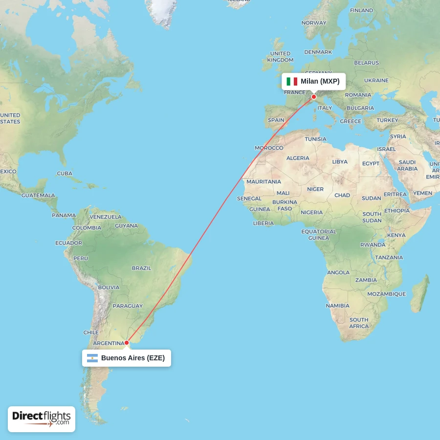 MXP - EZE route map