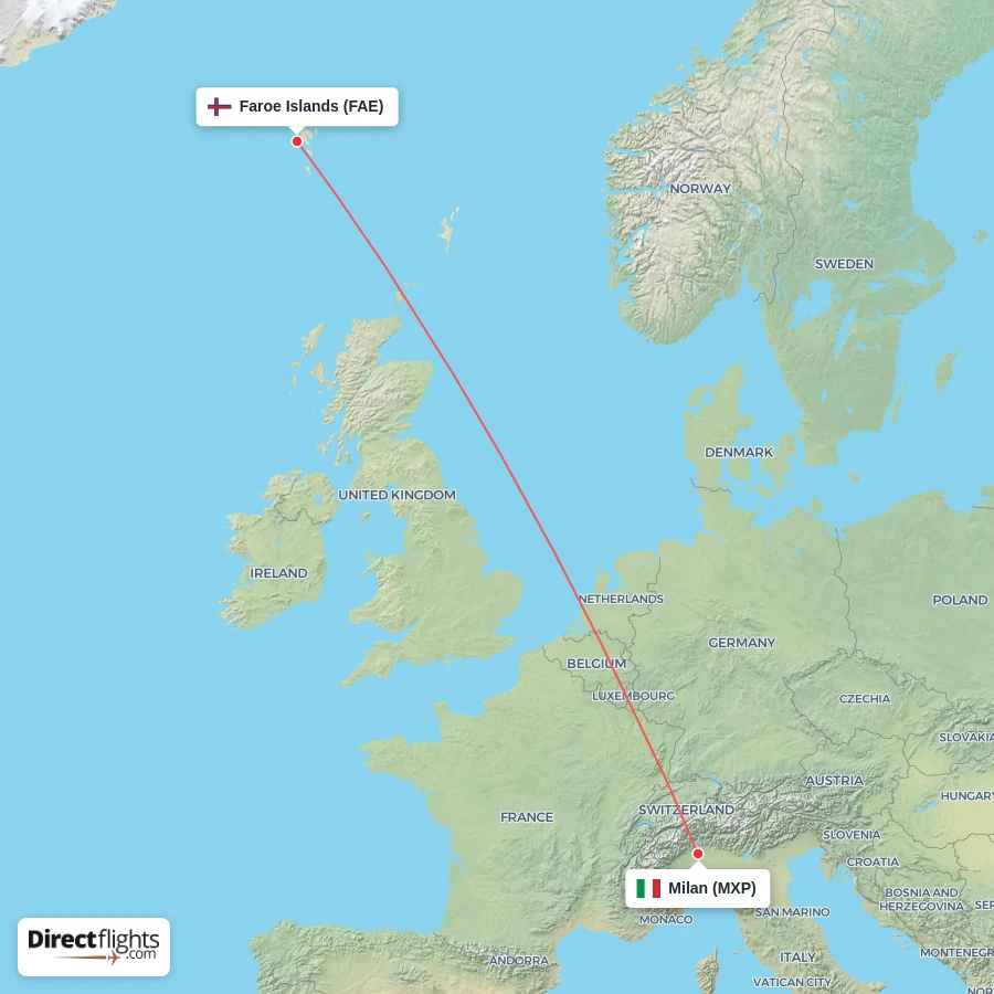 MXP - FAE route map