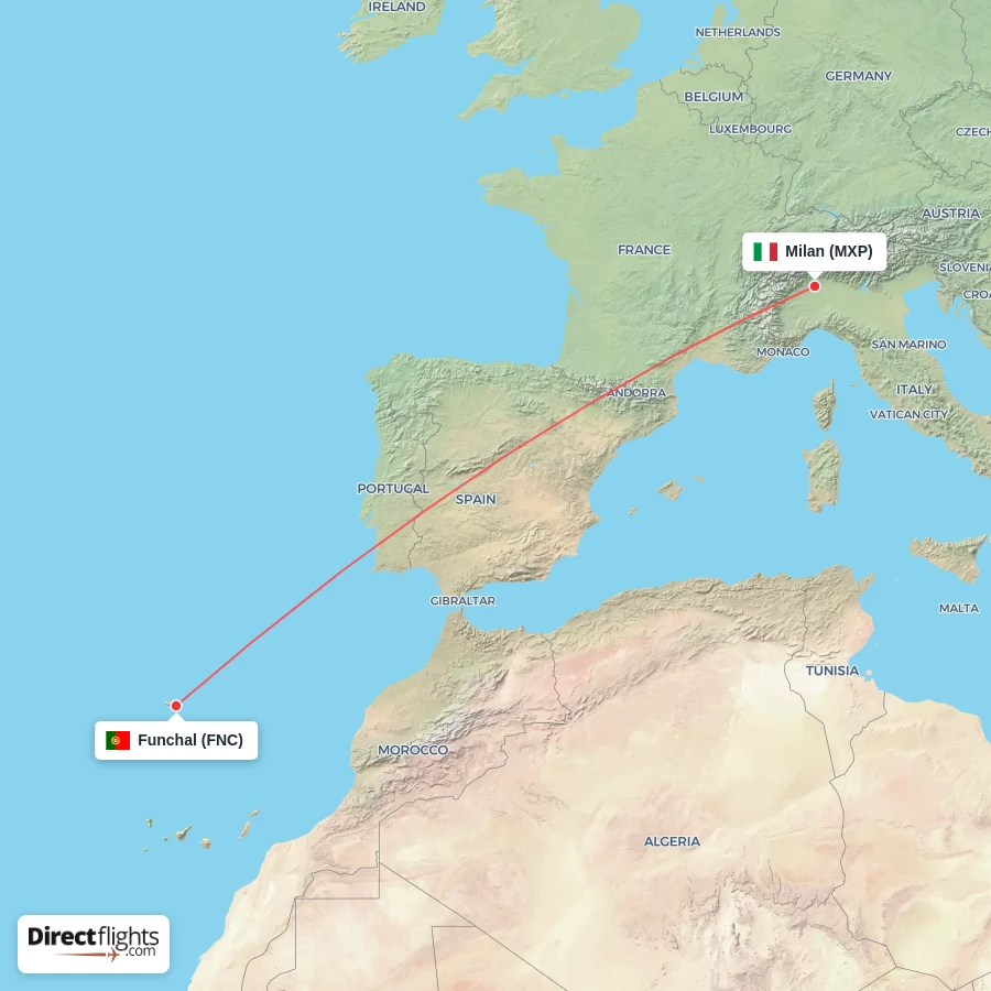 MXP - FNC route map