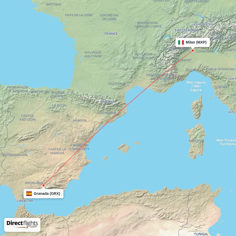 MXP - GRX route map