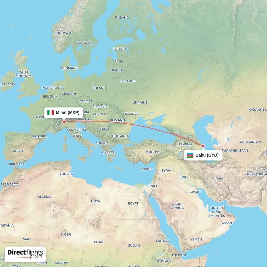MXP - GYD route map
