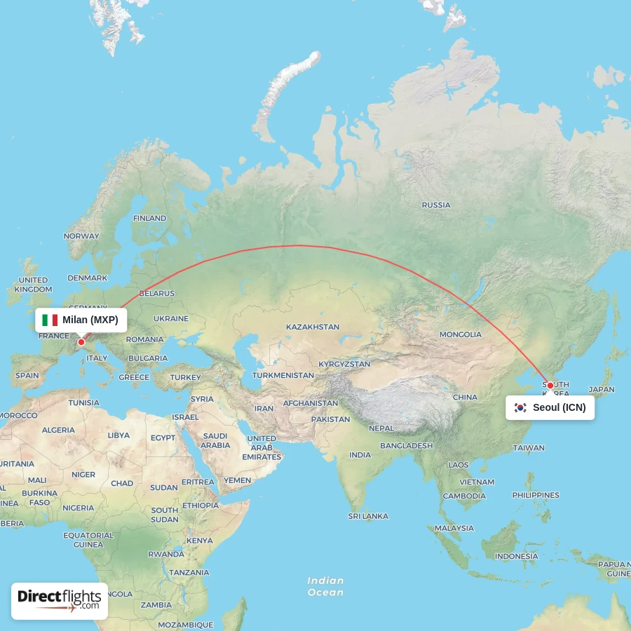 MXP - ICN route map