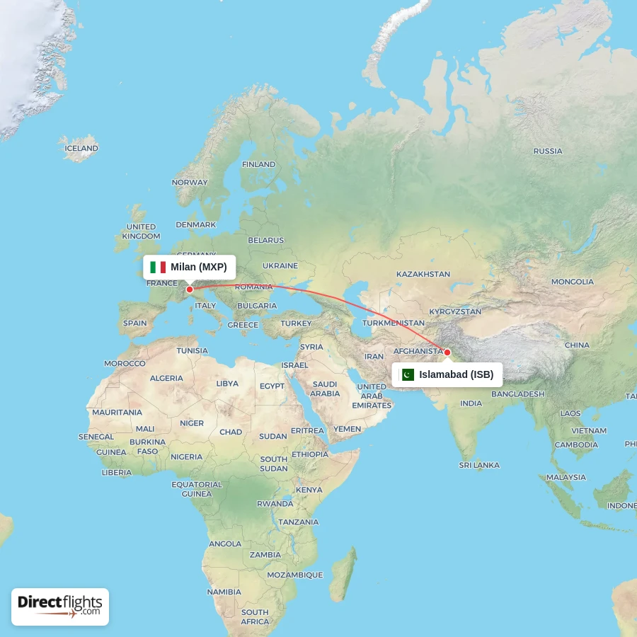 MXP - ISB route map